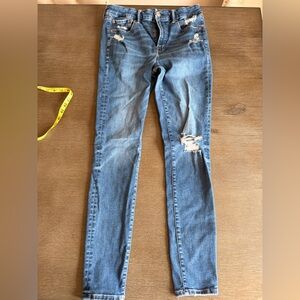 American Eagle Outfitters The Luxe high-rise Blue Distressed Skinny Jeans